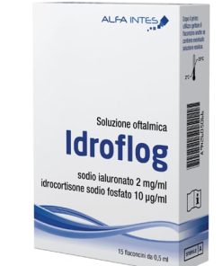 Alternative view of SOLUZIONE OFTALMICA IDROFLOG A BASE DI IALURONATO DI SODIO EIDROCORTISONE SODIO FOSFATO 15 FLACONCINI DA 0,5 ML