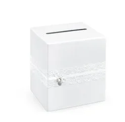 Scatola Portabuste Regali Bianca con Pizzo (PUDTM1)